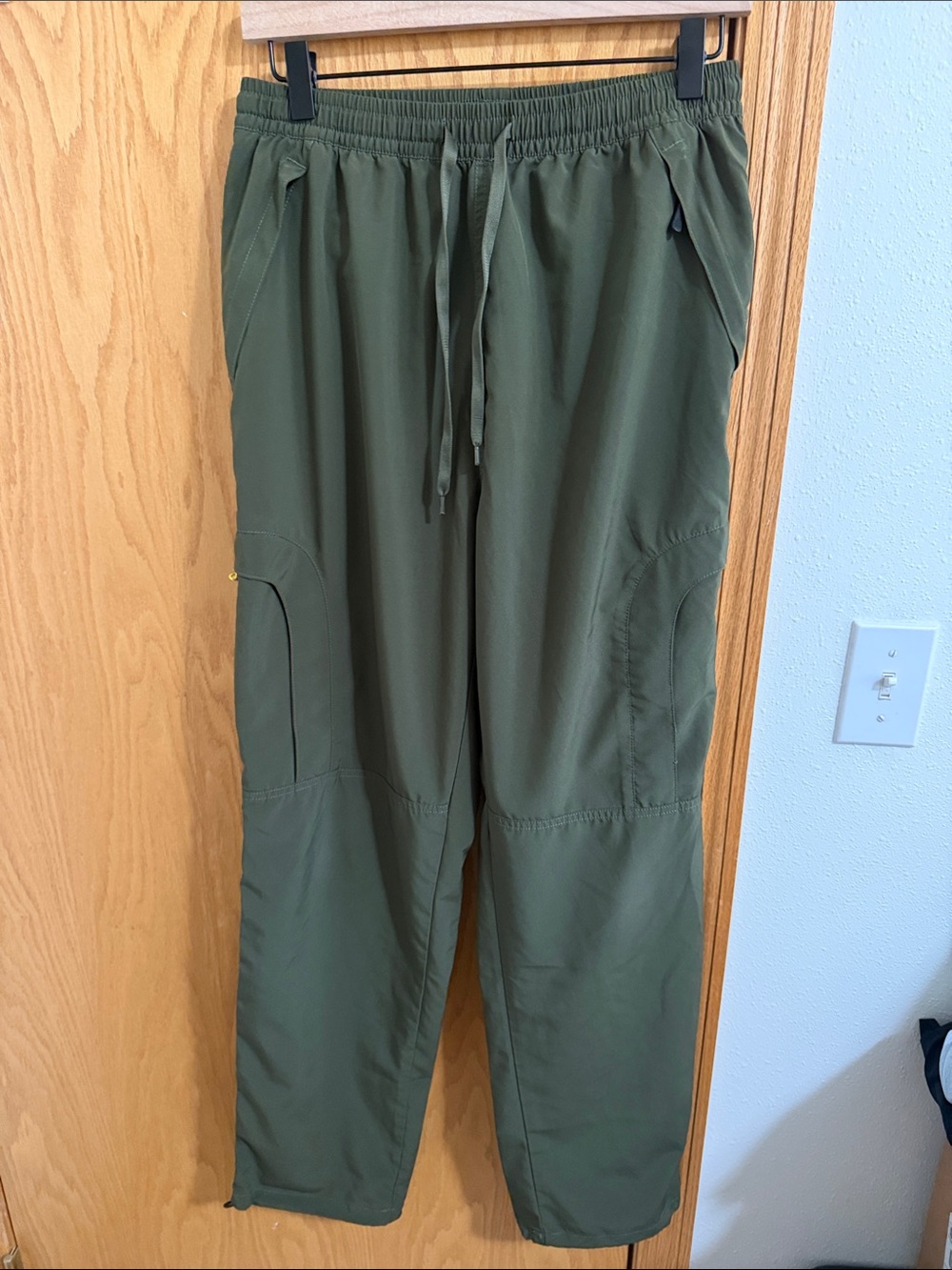 Amazon Women's Olive Green Straight Leg Drawstring Pants-Hiking Pants
